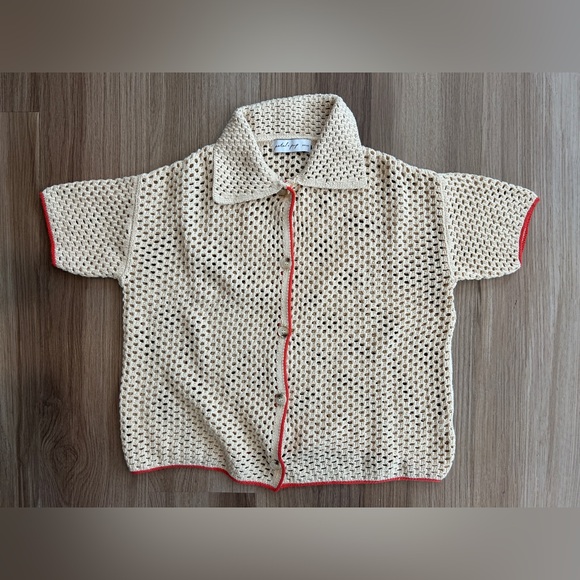 PETAL & PUP Val Open Stitch Short Sleeve Button-Up Shirt XS - Picture 2 of 10